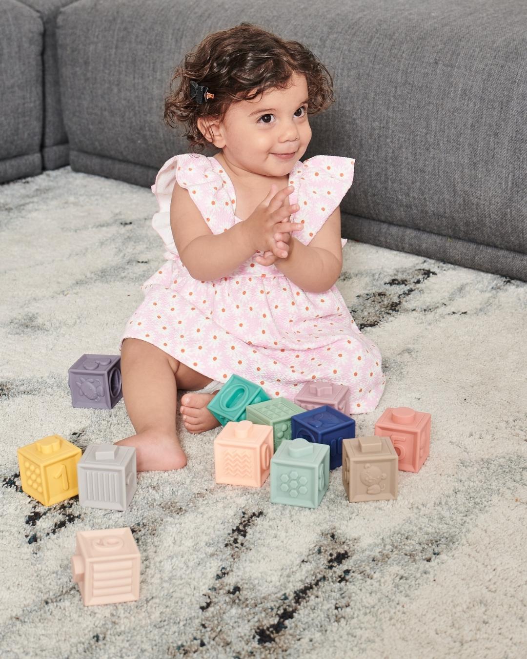 Cutie Cubes (x12) | Soft Learning Blocks | Stacking | Counting | Teething